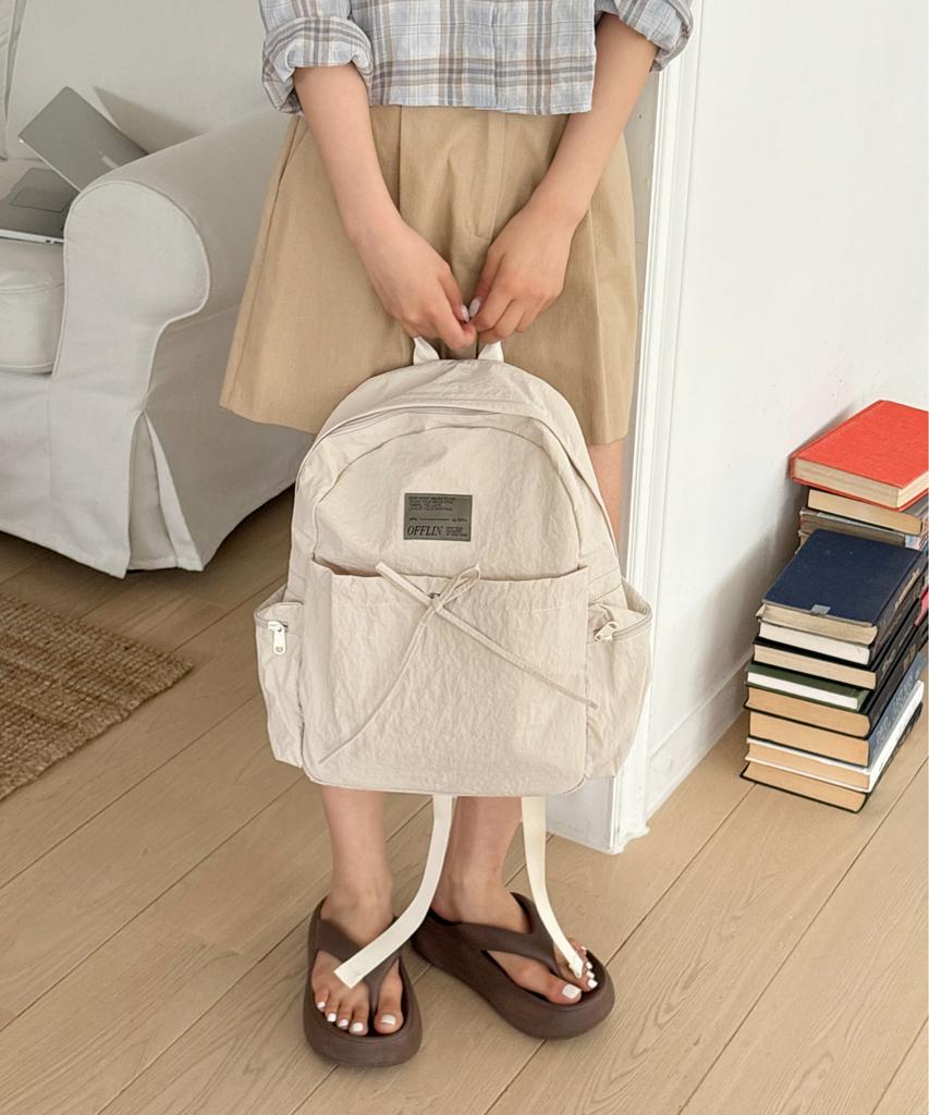 Offlin Ribbon String Backpack Ivory