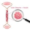Natural Jade Stone Roller Massager Rose Quartz White Jade Face Roller Gouache Guasha Scraper Set Facial Lifting Massage Tools