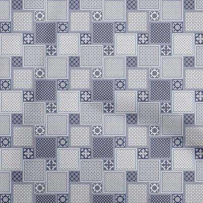 Tkanina bawełniana Flex Blue Fabric Asian Block Tile Craft Projects Decor Fabric Printed By The Yard 40 Cal