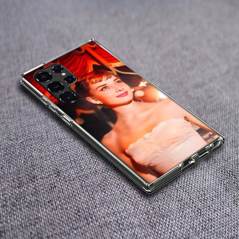 Audrey Hepburn Phone Case For Samsung Galaxy S24 S23 S21 S20 FE S22 S26 Ultra S25 Edge S10 Plus Cover Clear TPU Capa Shell Coque