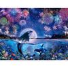 Animal Dolphins with Fish 5D Diy Diamond Painting Full Round Drill Mosaic Diamond Embroidery Rhinestones Home Decoration