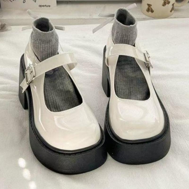 High Heels Women Loafers Shoes Buckle Chunky Shallow Shoes Designer Classical Elegant Pumps Dress Party Zapatillas Mujer