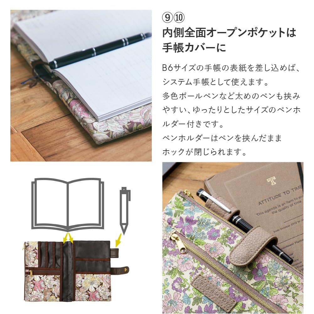 Made with Liberty pouch 18704021 Pouch 18704021A Black 22cm wide x 15cm long x 1cm deep [Intermode Fabric] Notebook-style multi-purpose Women's [A]