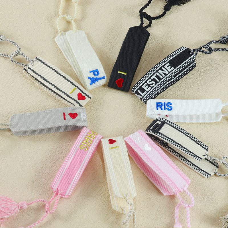 Sports Meeting Paris Couple Webbing Bracelet Embroidery Multicolour Pattern