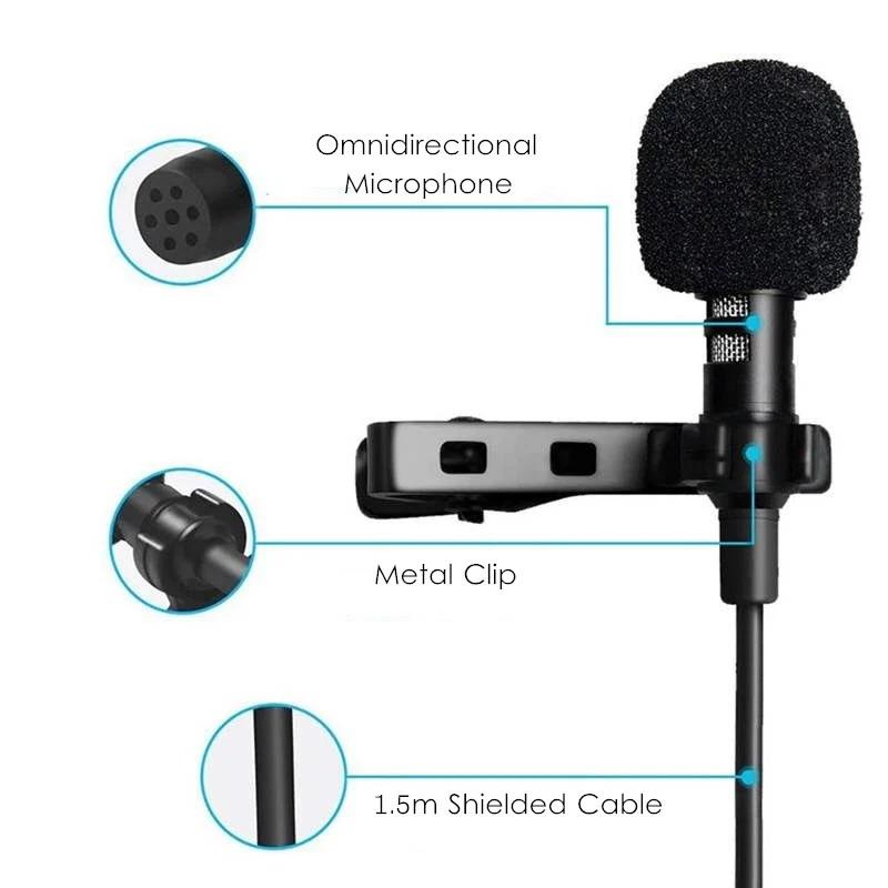 1.5M Mini Portable Lavalier Microphone Condenser Clip-On Lapel Mic Wired Usb 3.5Mm Type C Microphone For Laptop Pc Camera