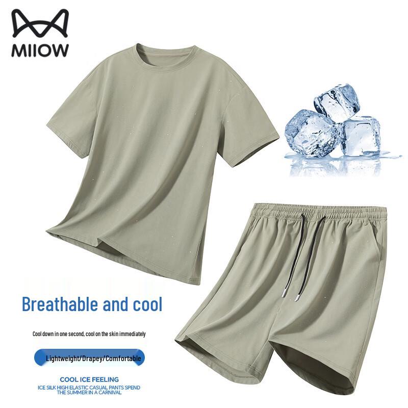 MiiOW Men s Ice Feel Short Sleeve & Shorts Set M