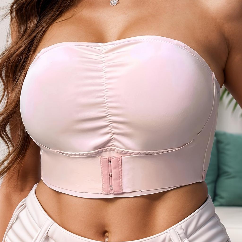 Strapless Bra for Large Breasts Small Size Non-slip Gathered Bandeau Chest Wrap Adjustable Front Buckle Beautiful Back Bra