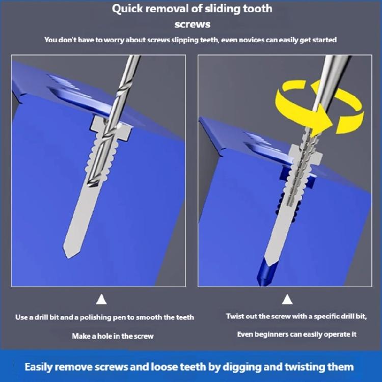 Damaged Screw Extraction Drill Bit Alloy Steel Precisely Removes Stubborn Phone Screws Without Frame Scratches