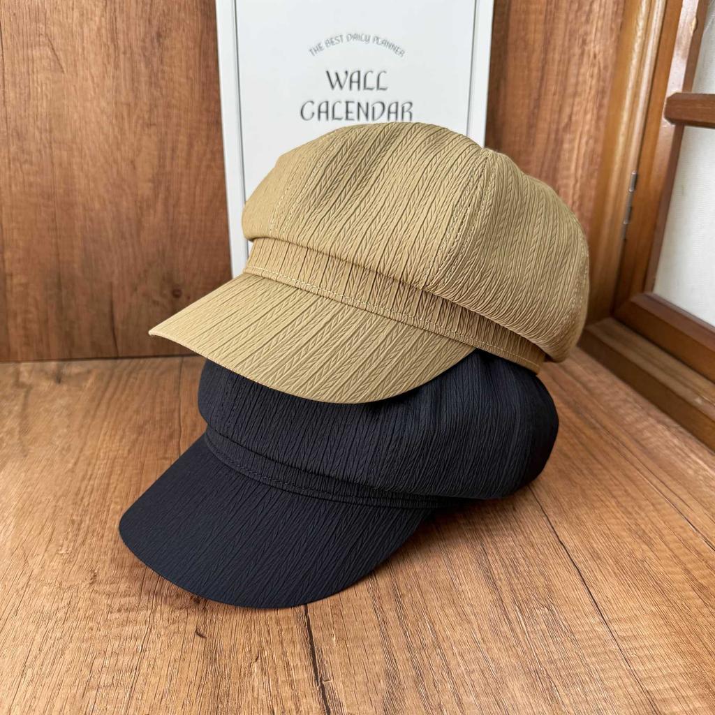 New Vertical Pleated Newsboy Hat Solid Color Versatile Octagonal Hat Breathable Lining Cheekbones Women's Visor Hat