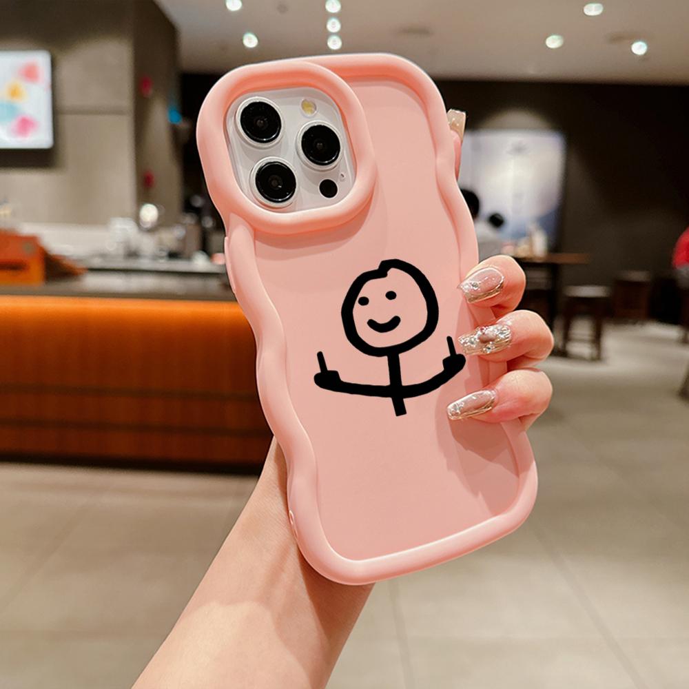 Macaron Soft TPU Phone Case for Samsung A12 A13 A14 A15 A20 A23 A24 A25 A52 A53 A54 A55 J7 S20 S23 FE S24 Ultra Cover Ae56 Art Cartoon Middle Finger