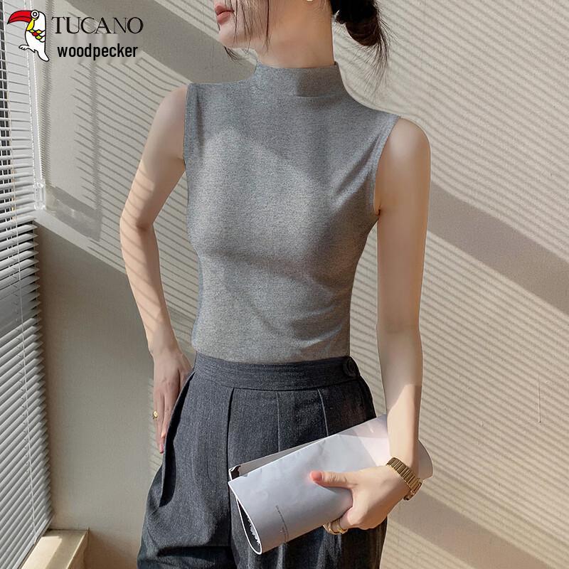 Женский ребристый топ-майка с воротником-стойкой Plover XXL