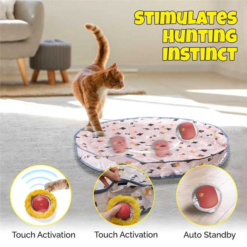 Interactive Cat Toys Ball Fast Rolling in Pouch Hide and Seek Kitten Toy Motion Activated Interactive Cat Toy for Indoor 2025