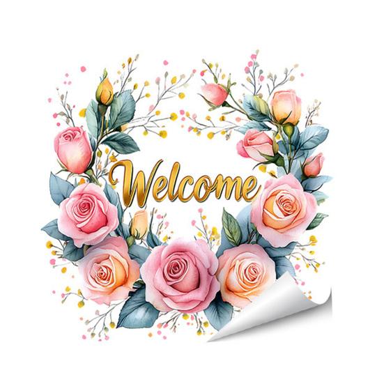 Spring Flower Wreath Window Cling Tulip/Sunflower/Rose Flower Static PVC Sticker Removable Glass Decals for Home Office Shop