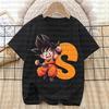 Dragon Ball Goku T-shirt Cotton Children A-Z Letter Tee Top Black Round Collar Clothing Boys Girl Summer Short Sleeve Kids