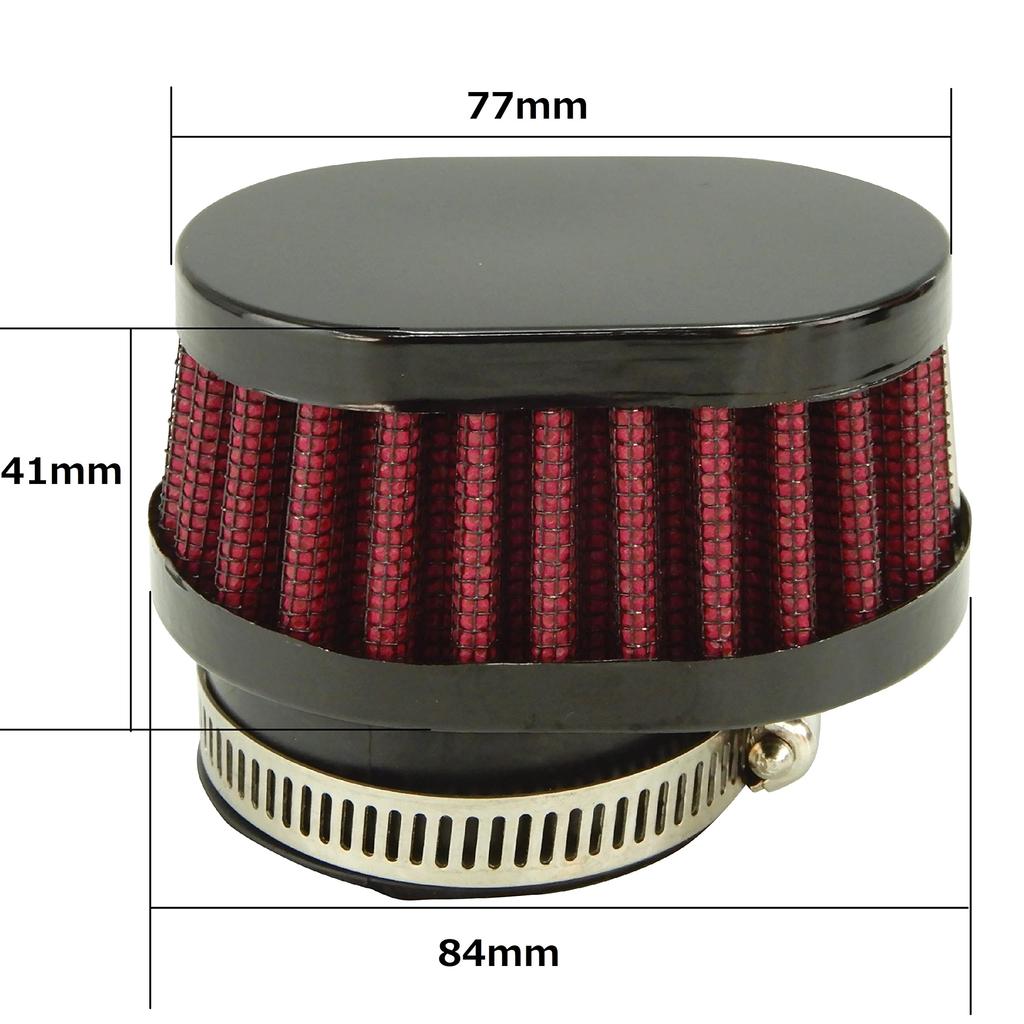 Ager Oval Power Filter Short Black x Red 50mm 4pcs