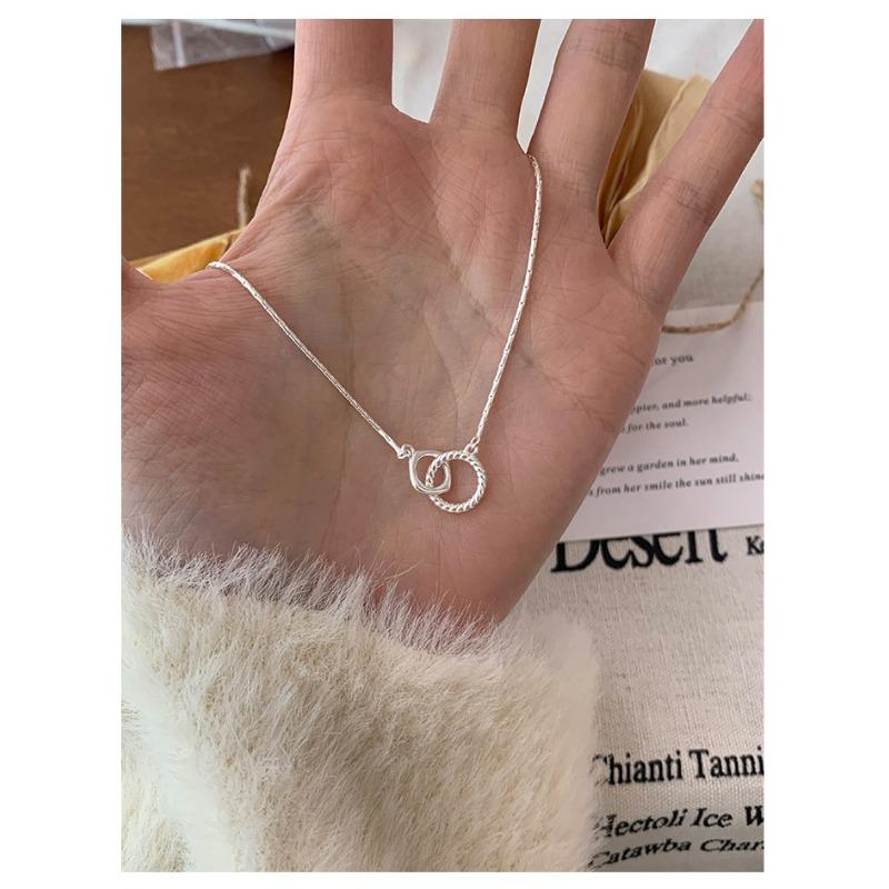 Women Simple Double Ring Clavicle Necklace Minimalist Fashion Personalized Jewelry