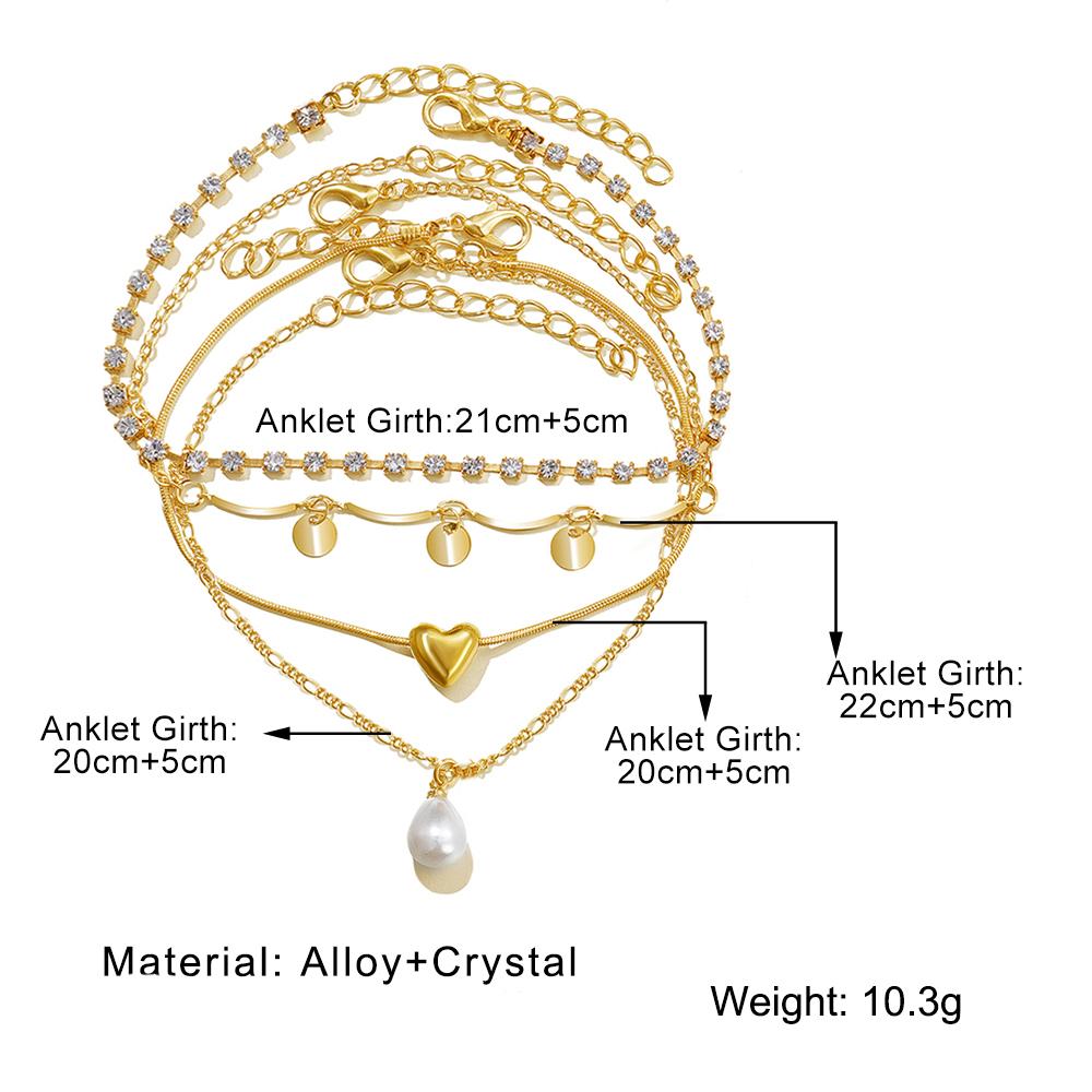 4dílná sada módních doplňků letní plážové barefoot sandály náramek kotník noha ženy