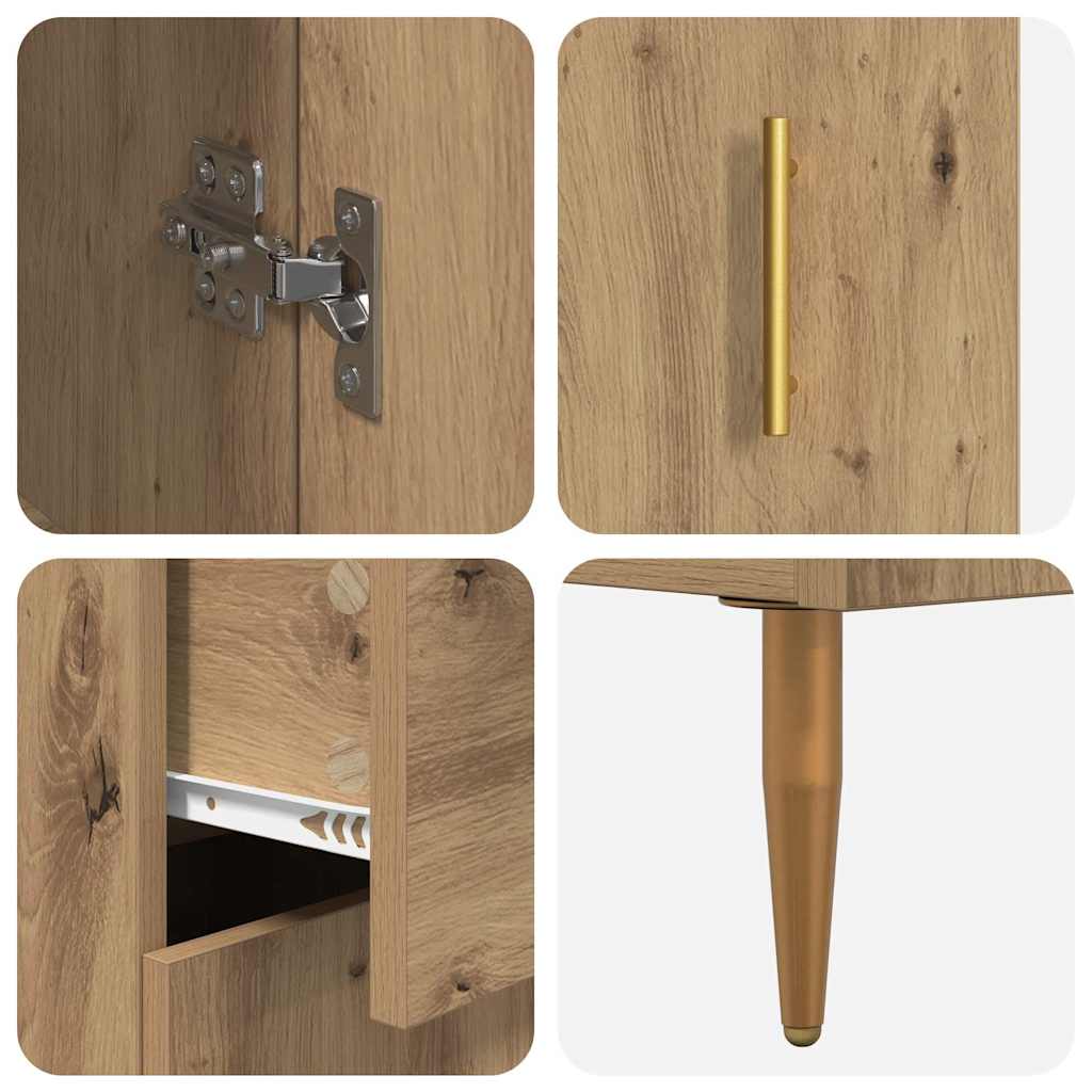 Highboard with Drawers 2 pcs Artisan Oak Wood Material
