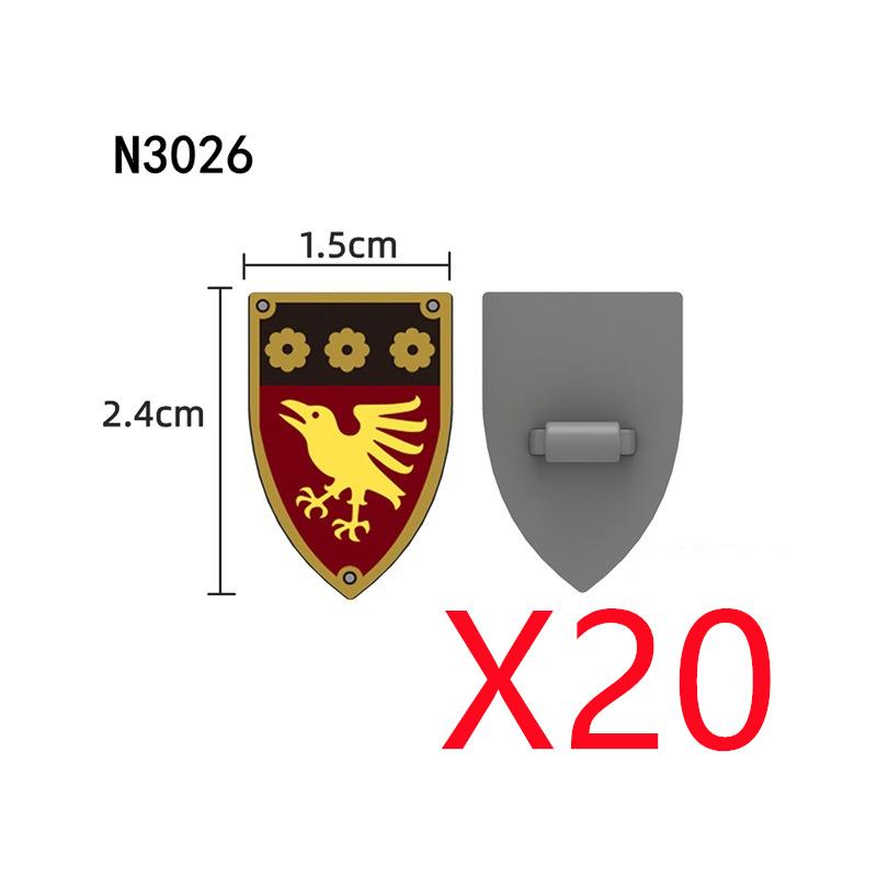 MOC Medieval Military Building Blocks Accessories Ancient Castle Knight Armor Viking Round Dragon Shield Flag Brick Toy Gift R62