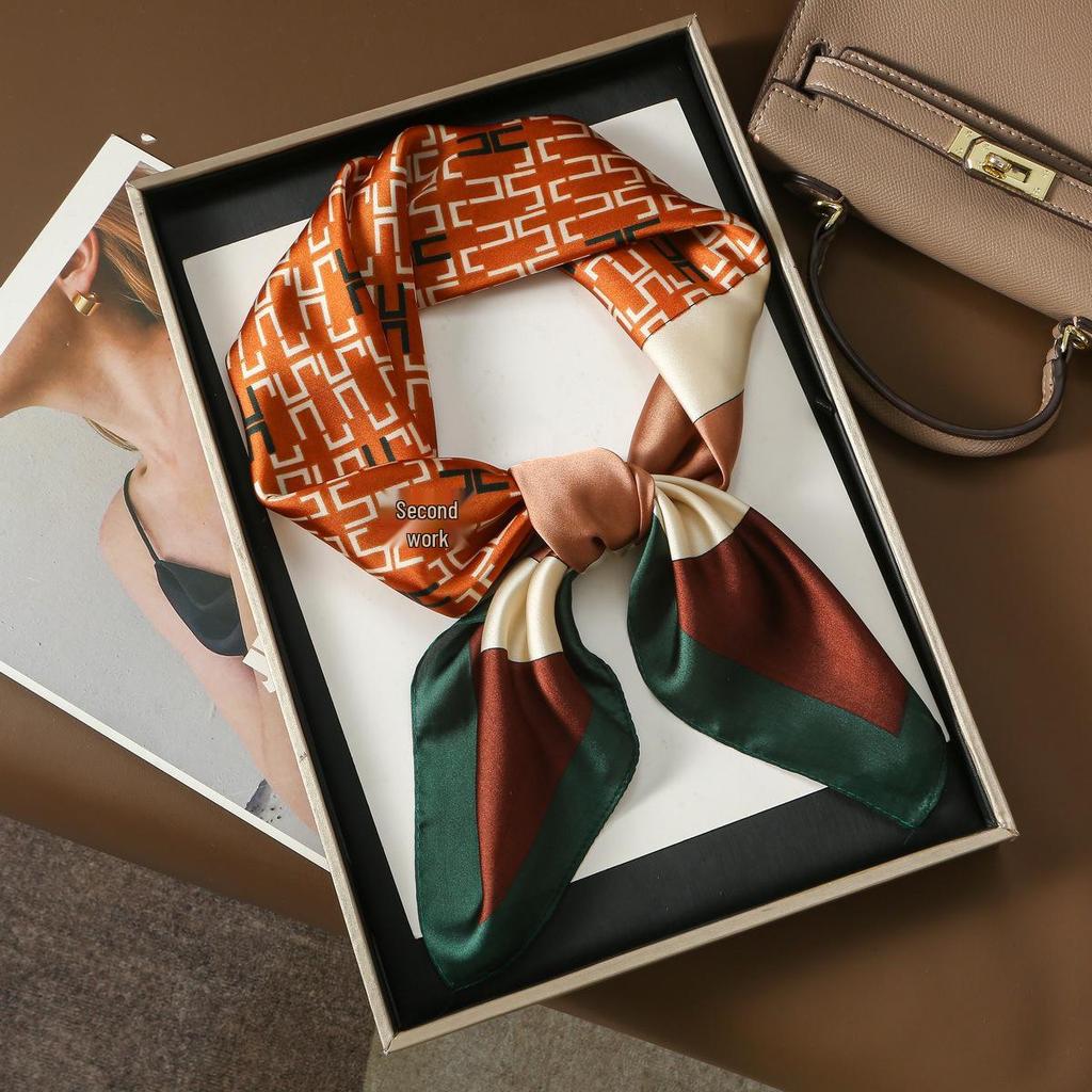 H Women's Silk Square Scarf: Decorative, Sunscreen, Korean Style