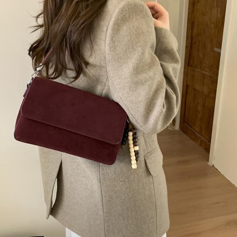 Suede bag women's large capacity 2025 new autumn and winter versatile messenger bag single shoulder underarm commuter small square bag