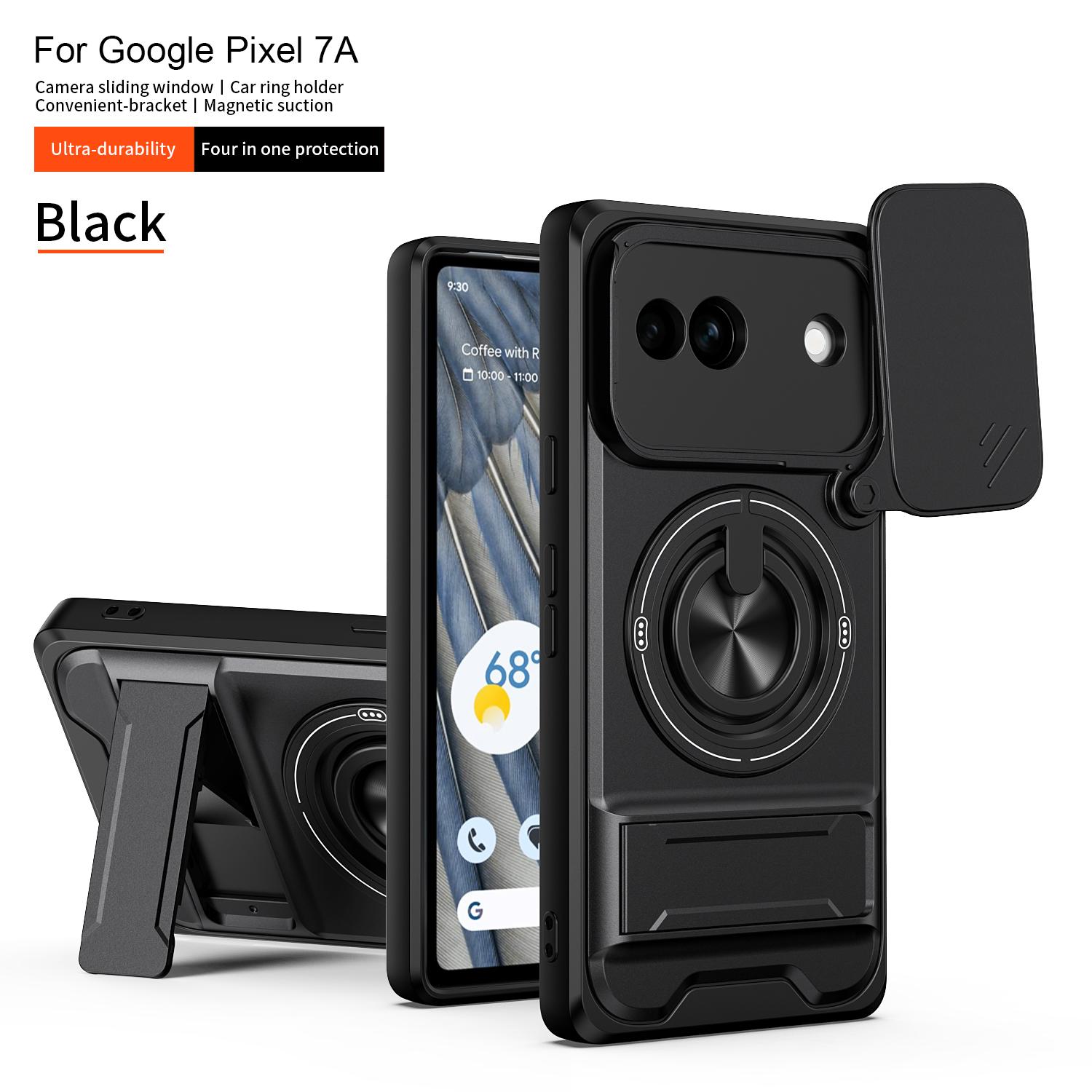 

Slide Camera Cover Compatible for Google Pixel 7 Pro Case With Built-in Ring Stand and Folding Stand for Google Pixel 8 чёрный