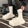 1Pairs Lovely Cozy Hairy Mink Velvet Socks Autumn Winter Hosiery Thickened Plush Warm Sleep Home Fluffy White Heart-shaped Socks