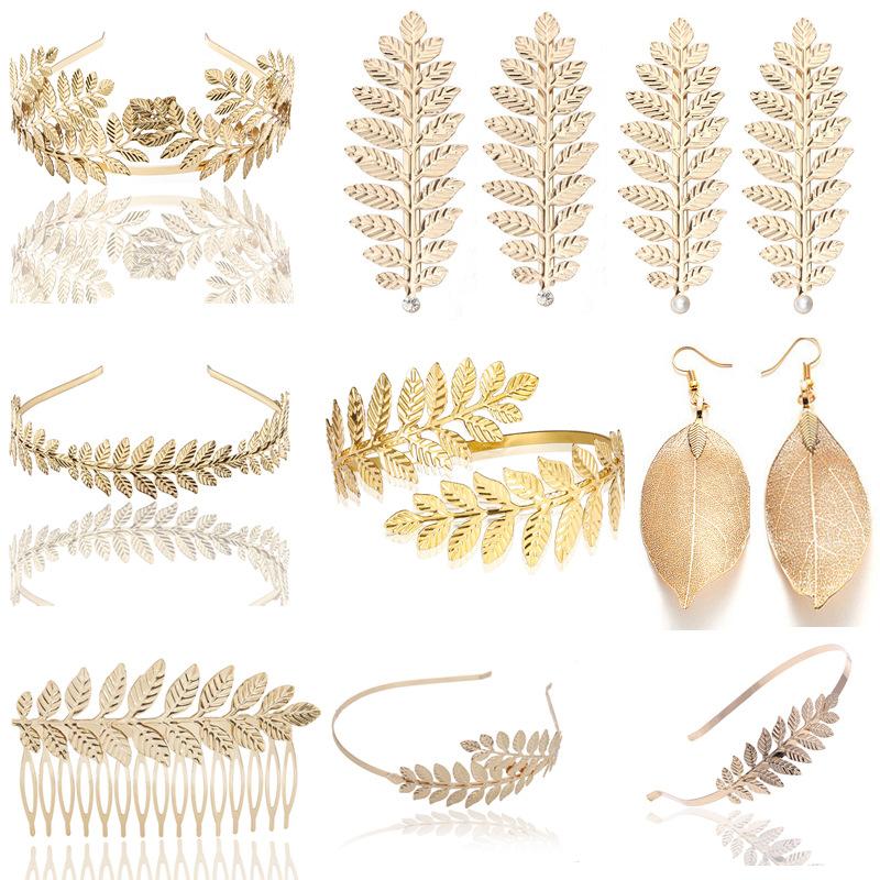 Fascia per capelli con foglie dorate da sposa europea e americana 2026, Fascia per capelli con foglie dorate da sposa, Ornamento per capelli, Fascia a corona, Natale