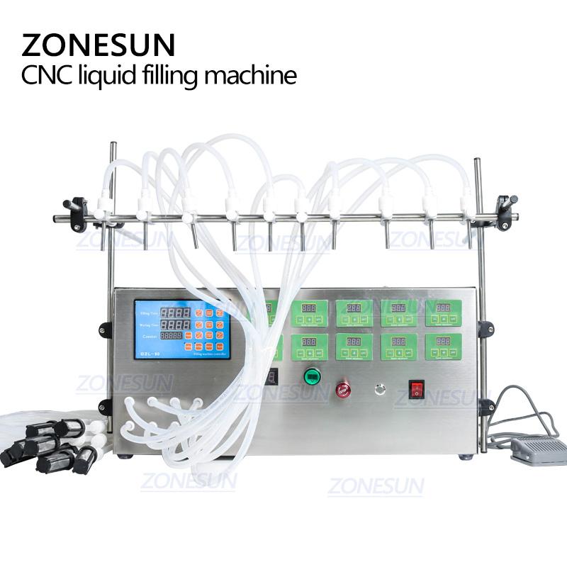 ZONESUN ZS-YTDP10 Electric Digital Control Diaphragm Pump Liquid Filling Machine 3-4000ml For Liquid Perfume Water Juice Essential Oil With 10 Heads