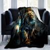 1pc Lion's Cosmic Journey Blanket  Soft Throw for Home Decor, Gift Idea, Living Room, Travel, Camping, Car Blankets
