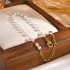 Fashion Imitation Pearl Bead Bracelet for Women Girl Stainless Steel Gold Color Bead Chain Bracelet Jewelry Gifts