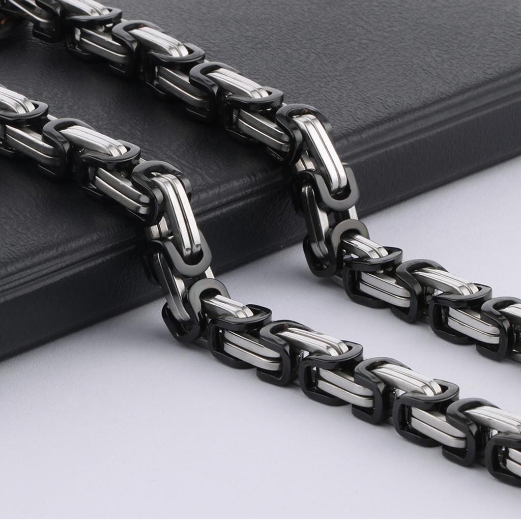 HipHop Chain Box Byzantine Stainless Steel Chain Necklace Men Jewelry Erkek Kolye Strong Heavy Long 55-90cm Chains NZ022