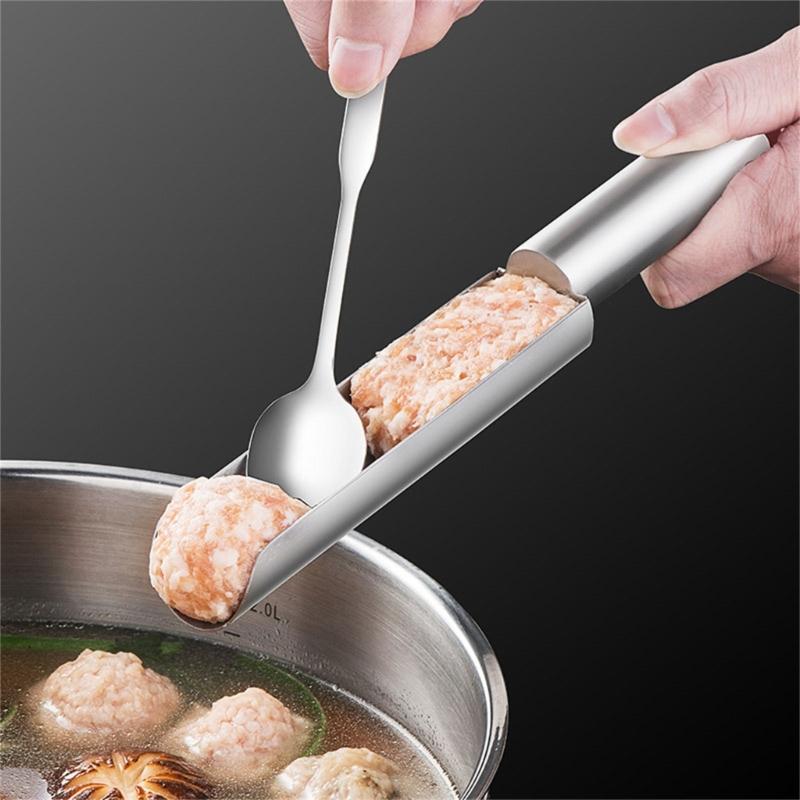 Meatballs Maker with Cutting   Spade Stainless Steel Meat Baller Spoon for Kitchen Bar Restaurant Hotel Dumplings Maker