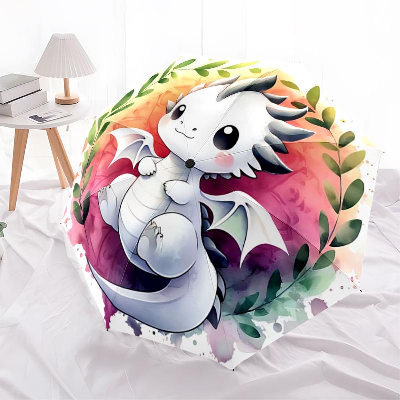 

1pc Adorable White Dragon Cartoon Automatic Opening and Closing Folding - A Good Choice for Gifts, Fashionable and Convenient Cartoon Practical U