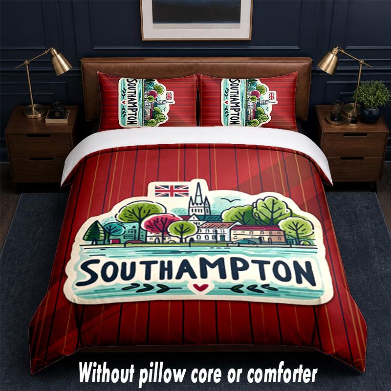 Set Biancheria da Letto Southampton Design 1 Copripiumino + 2 Federe Morbido Traspirante Biancheria da Letto per la Casa