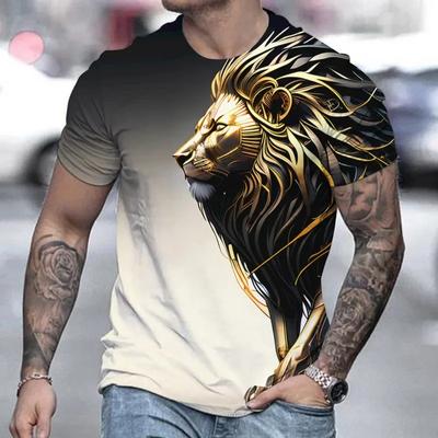 Animal Lion 3d Printed Fashion Short Sleeve Top Summer Vintage T-shirt Elastic Oversized Clothing Sweatshirt Fitness T-shirt For