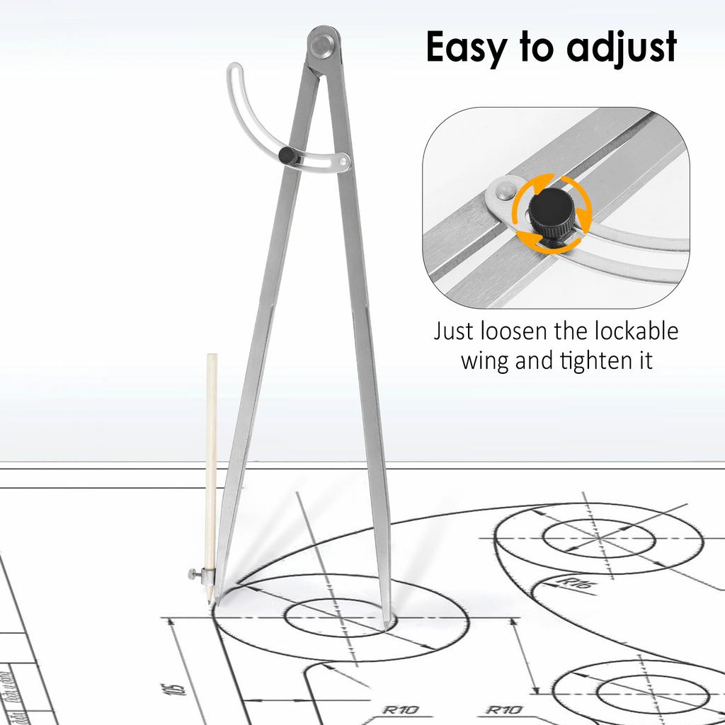 Woodworking Compass Drawing Carpenter Compass 16 Inch Circular Marking Tool Design Layout Tool For Geometry Drawing Drafting