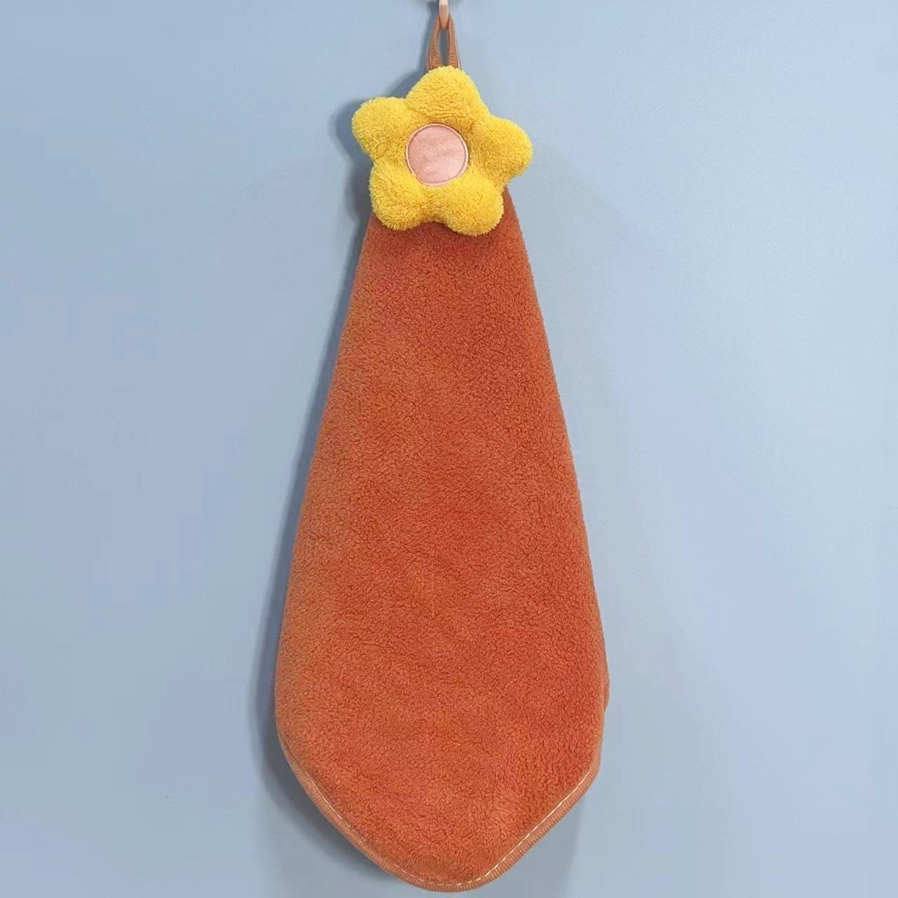

Kitchen Cute Absorbent Household Hangable Bathroom Thickened Hand Towel шафрановый
