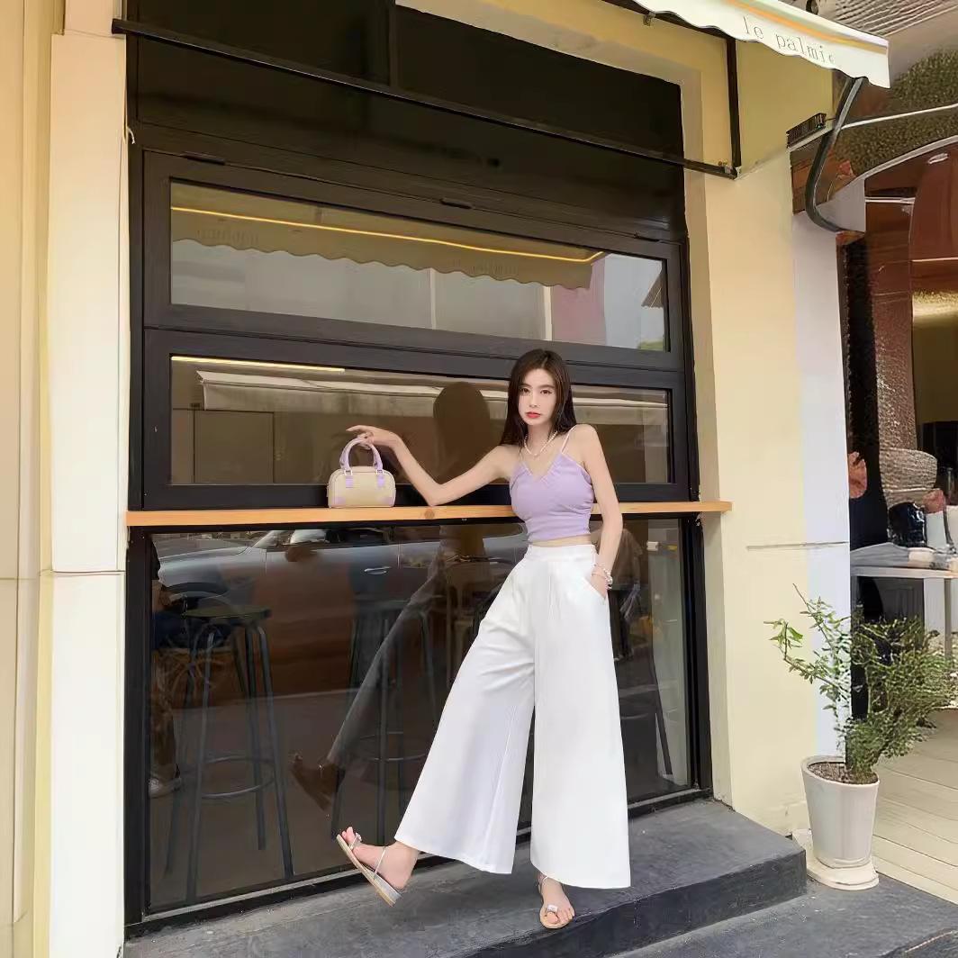 

Women s Summer Thin New Cotton and Linen Slimming Loose Large Size Ice Silk Straight Wide-leg Pants M чёрный