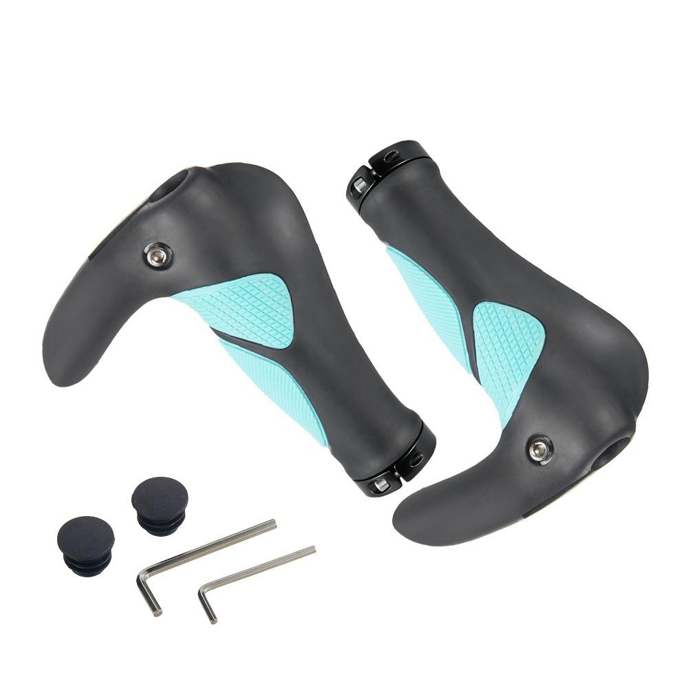 

2Pcs Mountain Bike Aluminum Alloy Handle Universal Non-slip Rubber Horn Handle Bicycle Accessories Bicycle Components