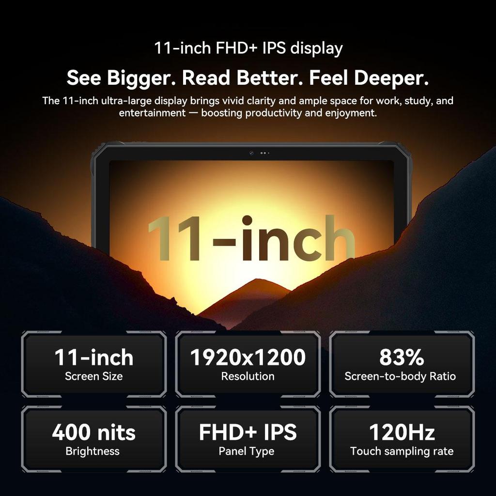Oscal SPIDER 10 5G Rugged Tablets Android 15 11 Inch Display 8+8 GB RAM 256GB ROM Tablet PC 20000mAh 268.2*179.6*17mm
