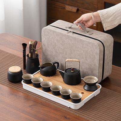 Portable Travel Tea Set Small Set Outdoor Ceramic Teacup Household Simple Teapot Souvenir