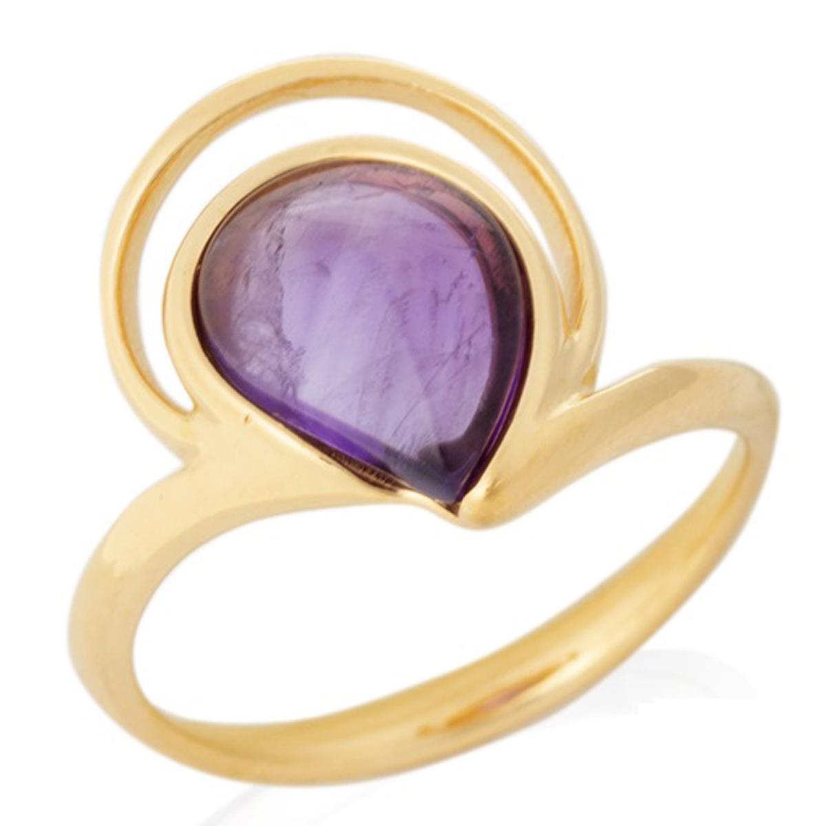

Bague Argent artisanale Meghan améthyste doré - 15x13 mm
