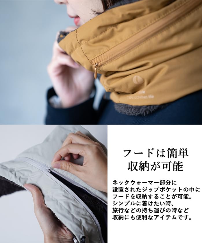 [NAKOTA] KAKURE Hood Neck Warmer Hood Neck Warmer for Men and Women Button Winter Autumn Boa Brand Popular Cotton Hooded Fluffy Snowboarding Skiing