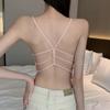 Lace Bralettes for Lady Lace Longline Bralette Deep V Neck Padded Wirefree Bra