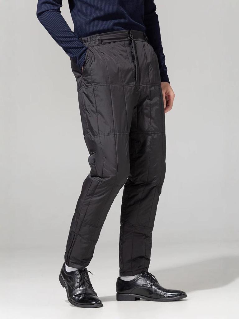 Men's High-Waist Winter Down Pants: Thick, Warm, Windproof. Ideal for Middle-Aged & Elderly. Wear Indoors or Out.