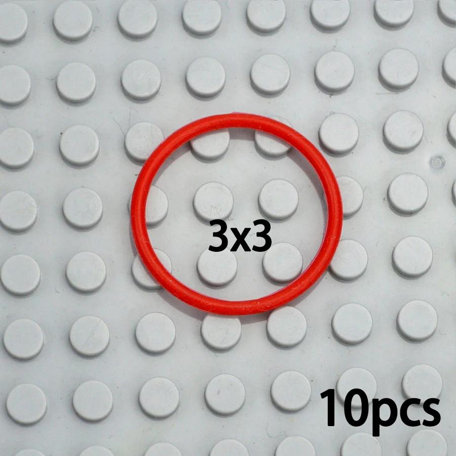10Pcs 2x2 3x3 4x4 5x5 Rubber Band Belt For Leduo Technic Elastic Cross Section Round Pulley Compatible 85543 85544 85545 85546