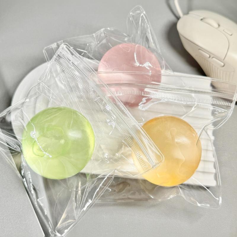 1Pcs Soft Transparent Coconut Maltose Squeeze Ball Stress Relief Fidget Toy for Classroom Quiet Fidgeting Use