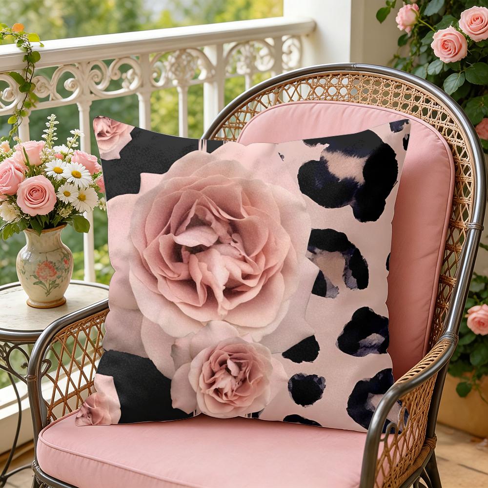 Federa per Cuscino Leopardo Rosa Morbida Copricuscino in Peluche Copricuscino Decorativo Double-Sided per Divano Camera da Letto Arredamento Casa