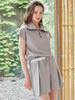 NOUVE Cap Sleeve Half Zip Up T-Shirt - Melange Gray